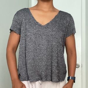 Project Social Tee x Urban Outfitters raw hem black and white threaded tee